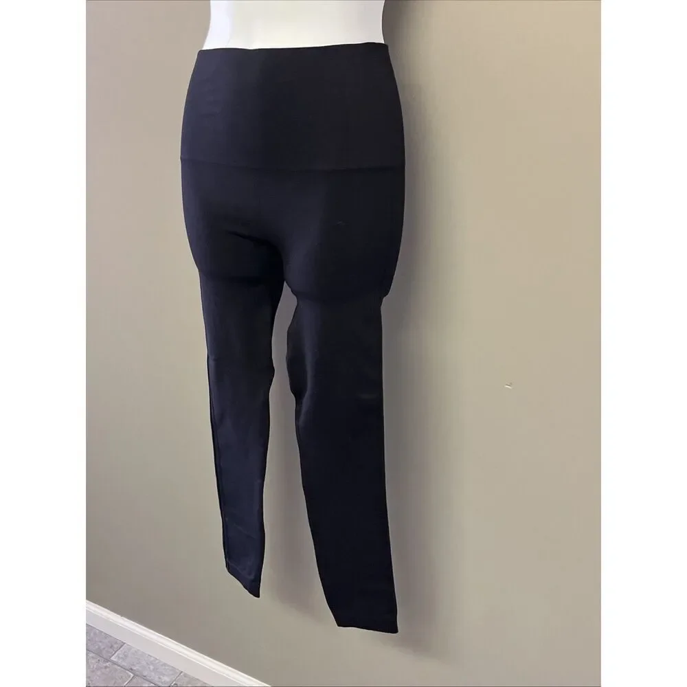 SPANX Women’s Solid Black High Rise Pull-on Textured Cropped Leggings- Medium